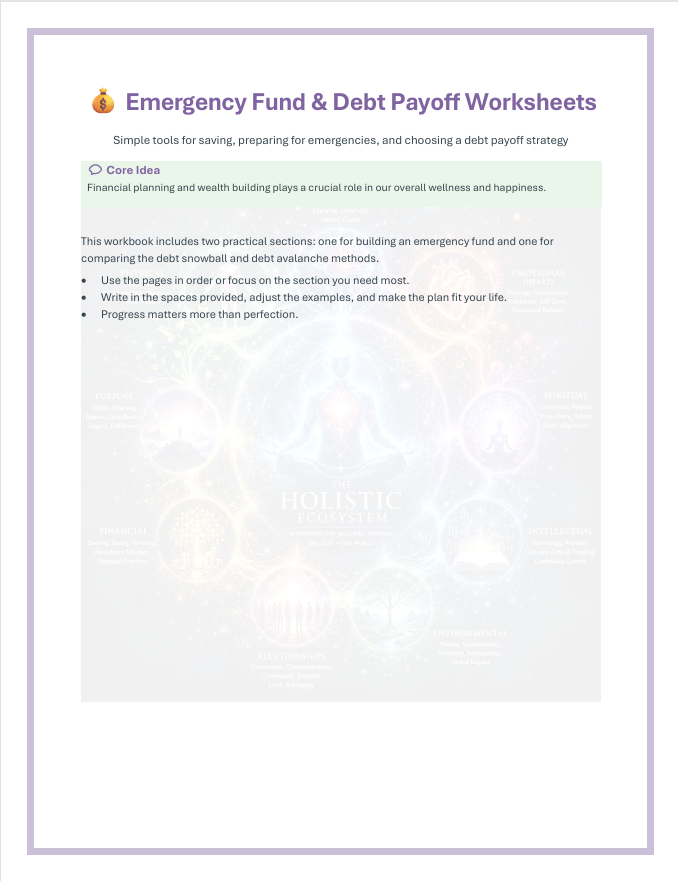 Emergency Fund & Debt Payoff Workbook