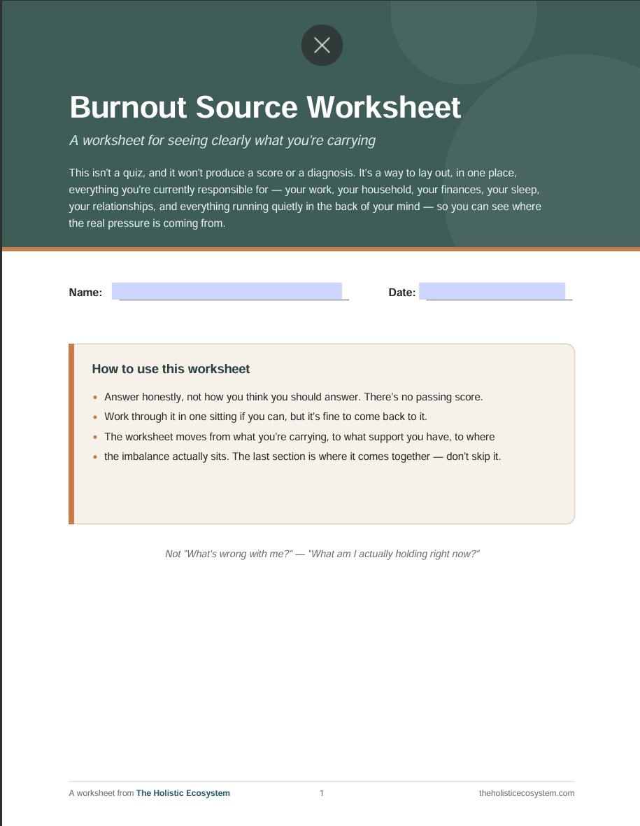 Burnout Source Worksheet — Free 13-Page Digital Assessment