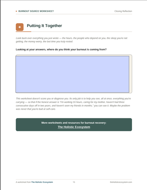 Burnout Source Worksheet — Free 13-Page Digital Assessment