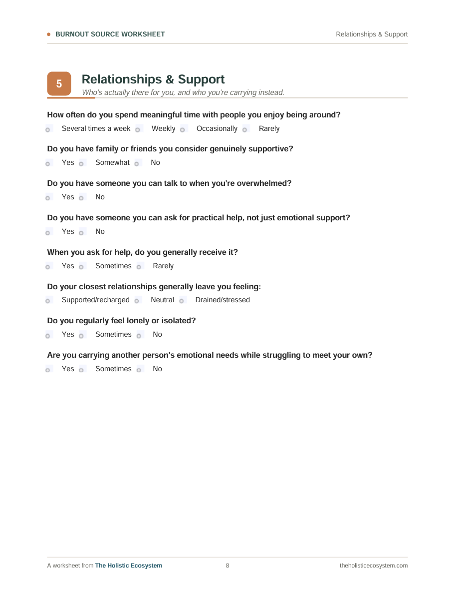 Burnout Source Worksheet — Free 13-Page Digital Assessment