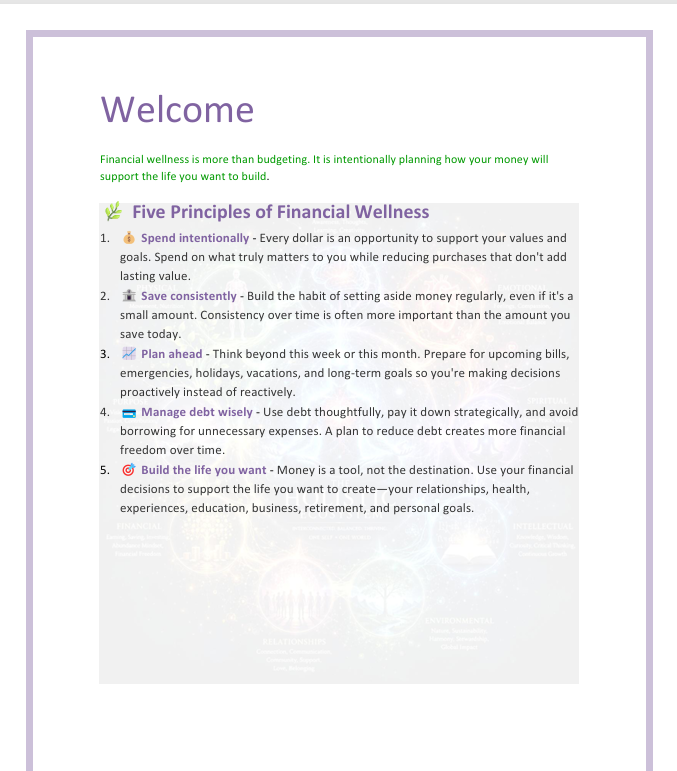 Financial Wellness Planner